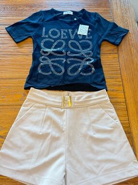 LOEWE Black Studded Logo Tee - Women's Designer Top